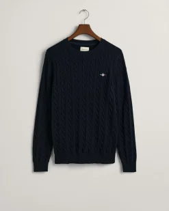 Crewneck Striktrøje, Evening Blue, 3XL