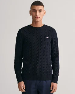 Crewneck Striktrøje, Evening Blue, 3XL