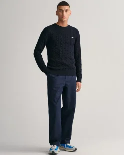 Crewneck Striktrøje, Evening Blue, 3XL