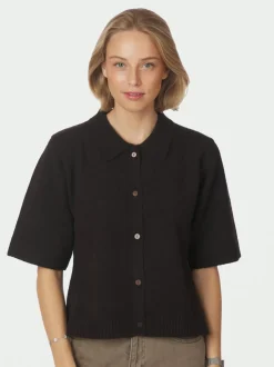 Cunna Knit Bluse, Dark Brown, 40