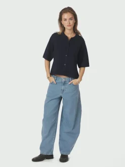 Cunna Knit Bluse, Navy, 38