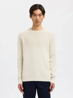 Dane Structure Crew Neck Striktrøje, Oatmeal, L