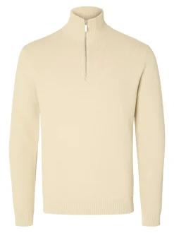 Dane Structure Half Zip Striktrøje, Oatmeal, L