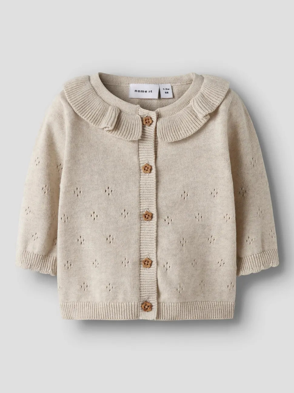 Diame Langærmet Cardigan, Peyote Melange, 86 cm