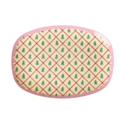 Diamond Christmas Tree Rektangulær Tallerken, Cream/Green, 16x23 cm