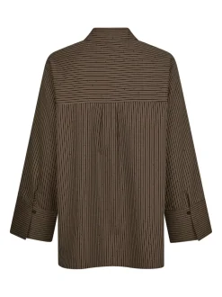 Dita Striped Line Skjorte, Dark Brown, 36