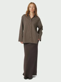 Dita Striped Line Skjorte, Dark Brown, 36