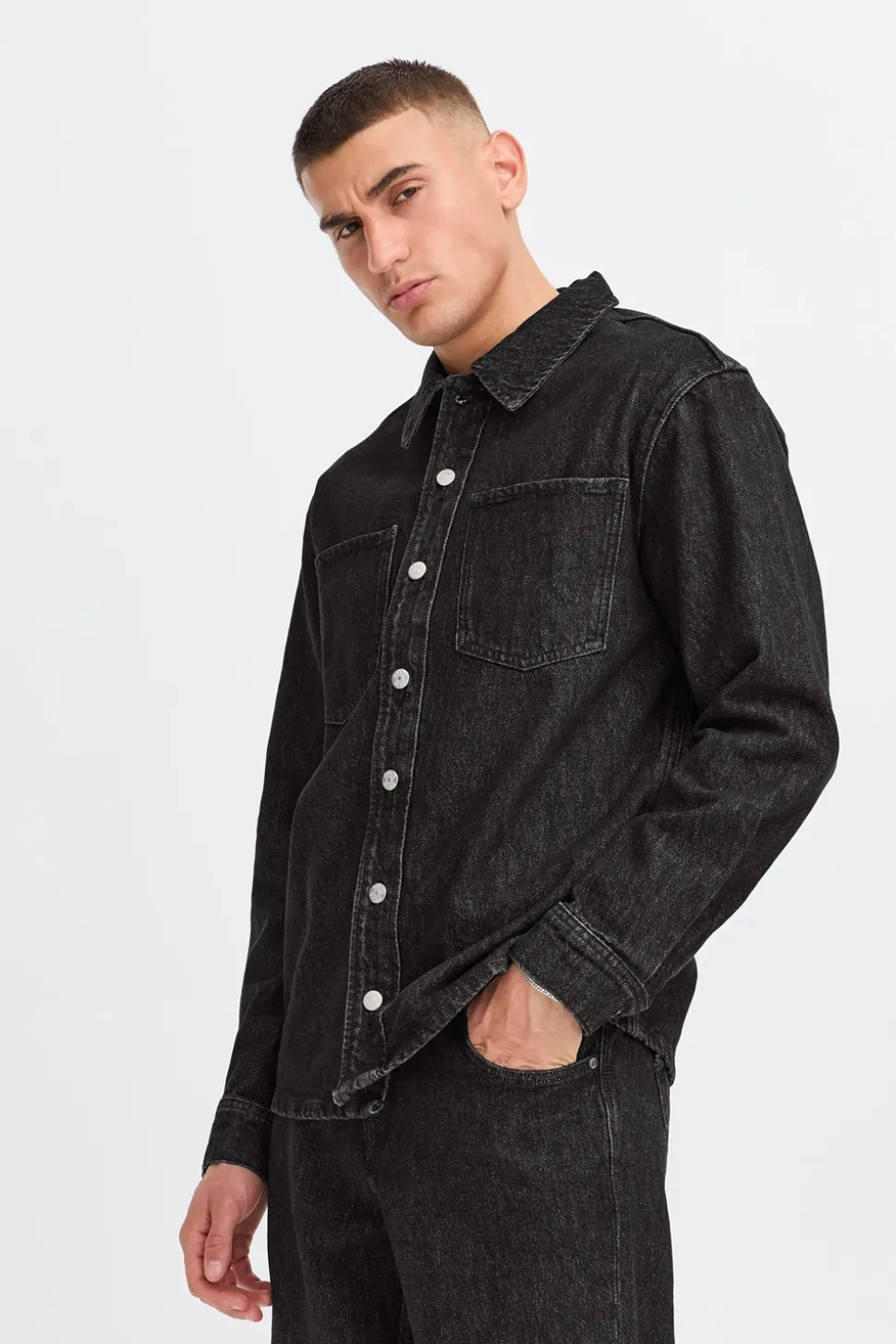 Drip Overshirt, Black Denim, L