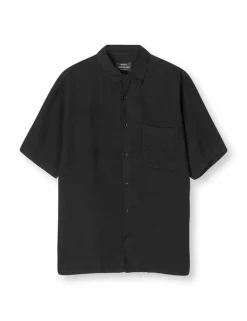Dyed Linen Victor Skjorte, Black, XL