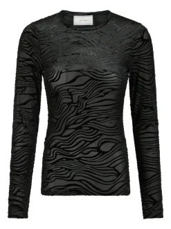 Ella Zebra Burnout Bluse, Black, 36