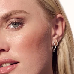 Ellera Waves Medio Øreringe, Gold Plated