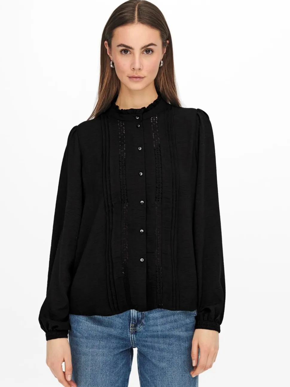 Ellis Lace Bluse, Black, 38