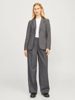 Ellis Wide Højtaljede Bukser, Dark Grey Melange, M/L32