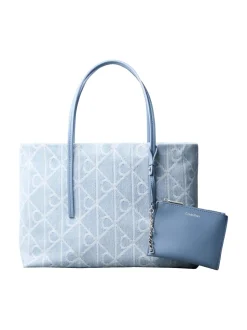 Emblem Denim Small Tote Bag, Denim JQD Light Wash