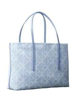 Emblem Denim Small Tote Bag, Denim JQD Light Wash