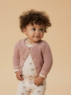 Emlen Knit Cardigan, Misty Rose, 80 cm