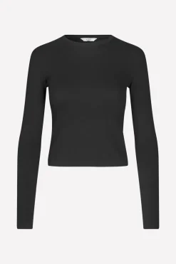 Enally Langærmet Short T-shirt, Black, S