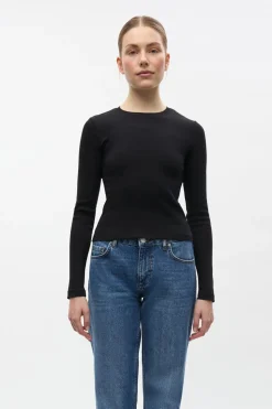 Enally Langærmet Short T-shirt, Black, S