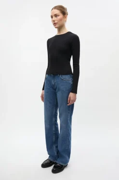 Enally Langærmet Short T-shirt, Black, S