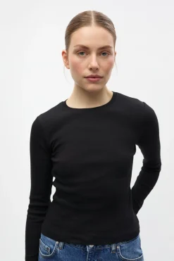 Enally Langærmet Short T-shirt, Black, S