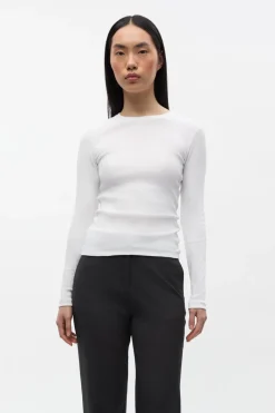 Enally Langærmet T-shirt, Bright White, M