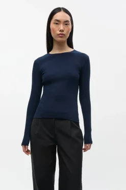 Enally Langærmet T-shirt, Navy Blazer, XL