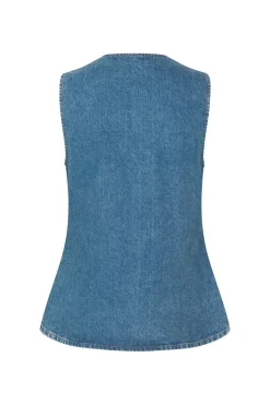 Enatenna Denim Vest, Worn Dark Blue, 34