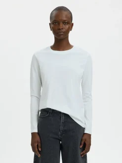 Essential Langærmet T-shirt, Bright White, L