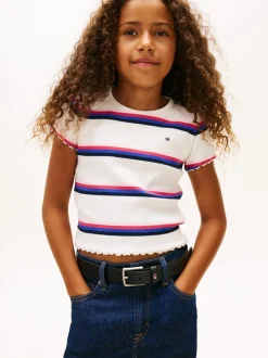 Essential Rib T-shirt, Ancient White Stripes, 152 cm