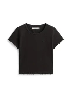 Essential Rib T-shirt, Black, 164 cm