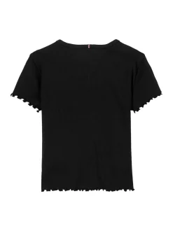 Essential Rib T-shirt, Black, 164 cm