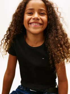 Essential Rib T-shirt, Black, 164 cm