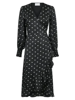Eva Retro Dot Kjole, Black, 34