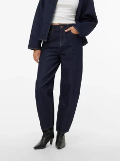 Eveline Barrel Jeans, Dark Blue Denim, W33/L32
