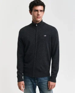 Extrafine Lambswool Zip Cardigan, Dk Charcoal Melange, XXL