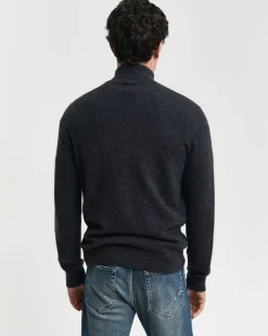 Extrafine Lambswool Zip Cardigan, Dk Charcoal Melange, XXL