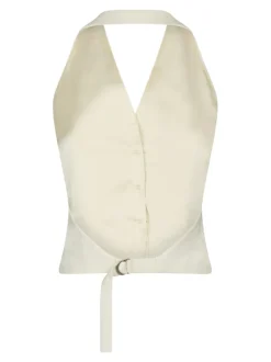 Ezza Structure Halterneck Vest, Off White, 40