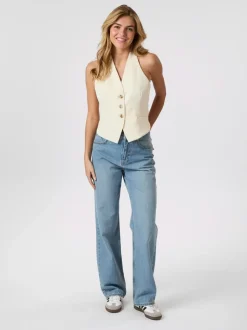 Ezza Structure Halterneck Vest, Off White, 40