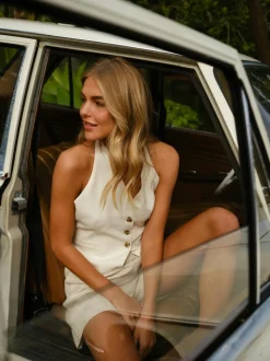 Ezza Structure Halterneck Vest, Off White, 40