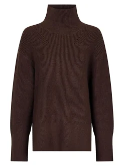 Fanning Solid Striktrøje, Chocolate Brown, 40