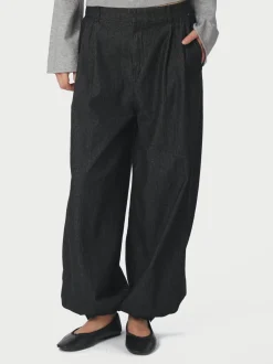Fayla Denim Balloon Bukser, Black, 38