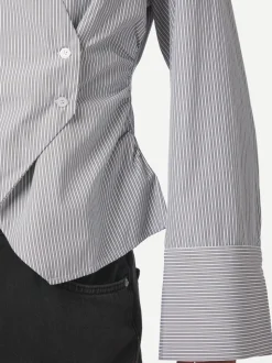 Fenli Striped Skjorte, Grey, 38