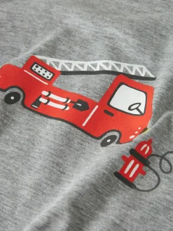 Firetruck Natsæt, Grey Melange, 110-116 cm