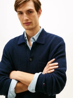 Fisherman Rib Coach Cardigan, Dark Night Navy, XXL