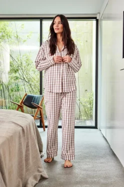 Flannel Pyjamasskjorte, Brun, XL