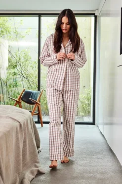 Flannel Pyjamasskjorte, Brun, XL