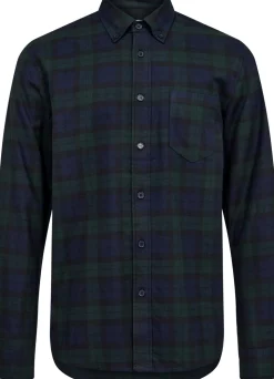 Flannel Skjorte, Check Navy/Green, M