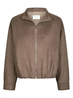 Florine Wool Bomber Jakke, Light Brown, 36