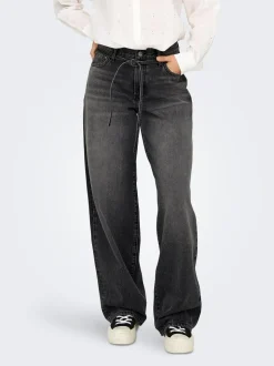 Gianna Straight Jeans, Washed Black, W29/L34