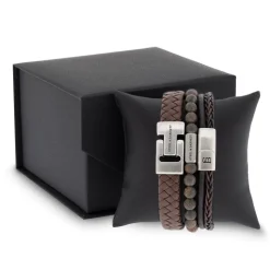Gift Set Premium Triple Armbånd, Brown, M